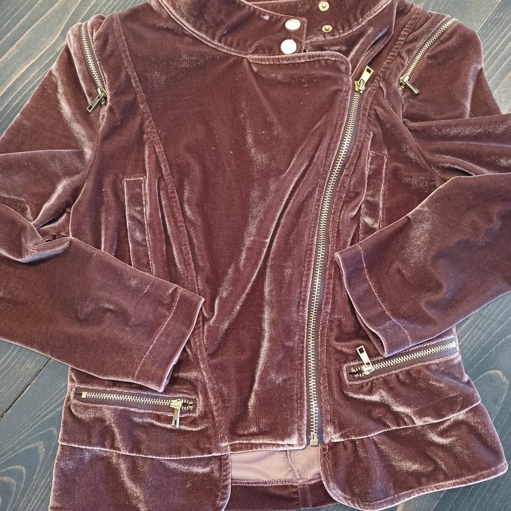 SALE! $20. Mocha Bomber Style Velvet Jacket